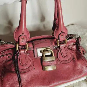 A close up of a purse with the lock on it