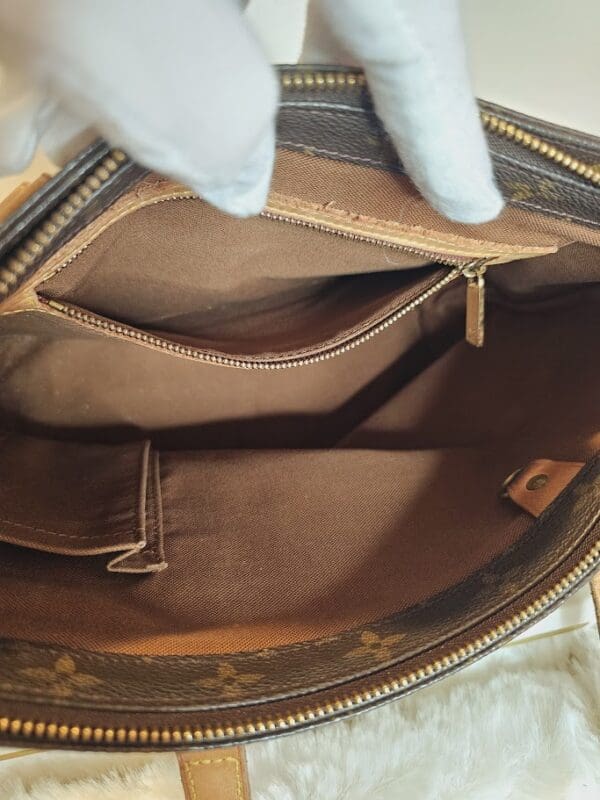 A close up of the inside of a purse