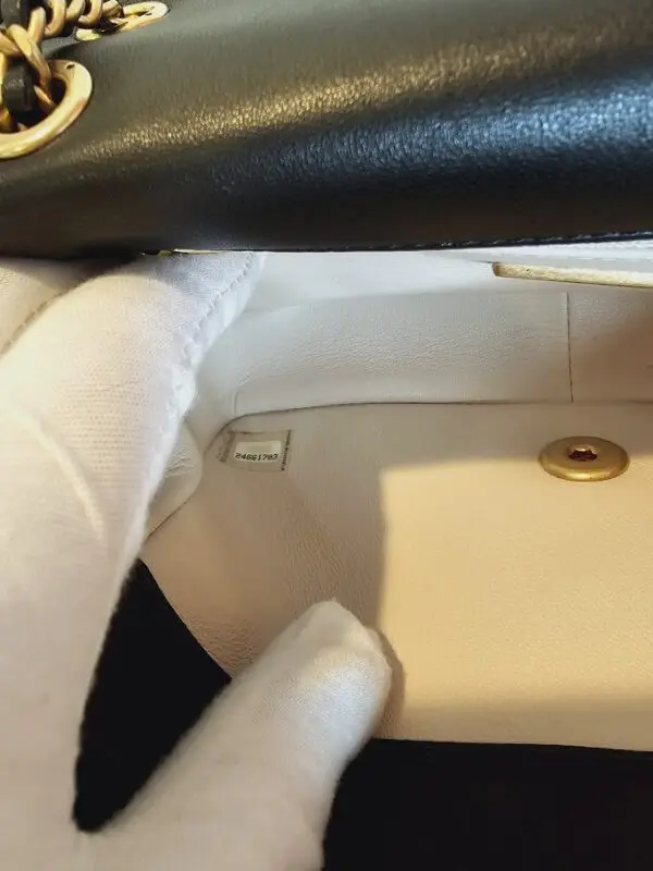 A close up of the inside of a purse